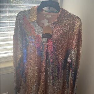 Main Strip sequin shirt dress, Mardi Gras